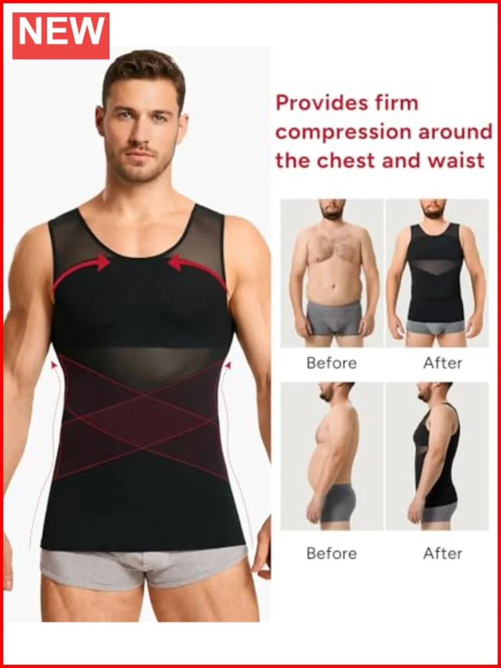 Double Layer Compression Tank Top for Men - Slimming Shapewear Undershirt for